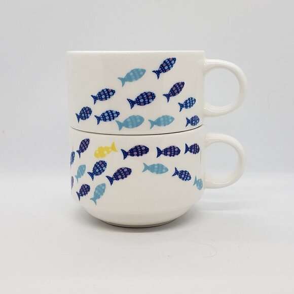 David's Tea School Of Fish Coffee Mugs Set Of Two - Picture 1 of 5